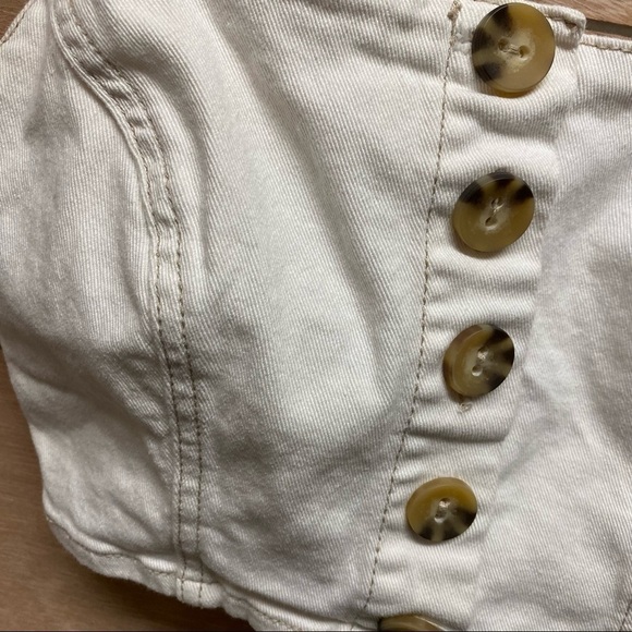 Crop button cami tank top SMALL off white - Picture 3 of 5